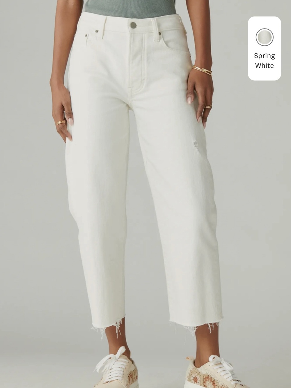 Lucky Brand 90s Loose High Rise Ankle Cropped Spring White Jeans